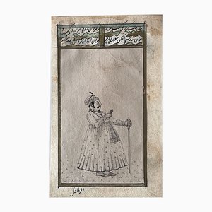 Indischer Künstler, Mongolisches Porträt, Originalzeichnung auf Papier, 19. Jh.