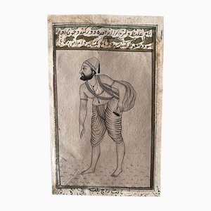 Indian Artist, Mongolian Portrait, Original Drawing on Paper, 19th Century