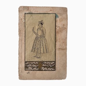 Indischer Künstler, Mongolisches Porträt, Originalzeichnung auf Papier, 19. Jh.