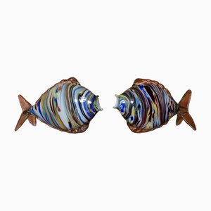 Sehr große Mid-Century Fischskulpturen aus Muranoglas, Italien, 1960er, 2er Set