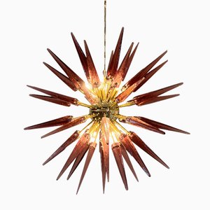 Lámpara de araña Sputnik de cristal de amatista de Murano, 1990