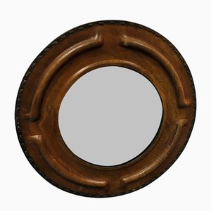 Vintage Handmade Leather Framed Mirror, 1970s