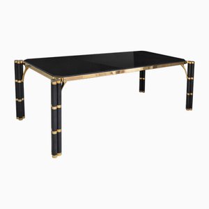 Moderner italienischer Mid-Century Esstisch aus schwarzem Granit & Messing von Cupioli Living