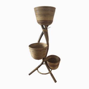 Vase en Rotin et Bambou, 1970s