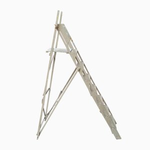 Mid-Century Folding Platform Ladder in Gray Lacquered Beech Wood, 1960s