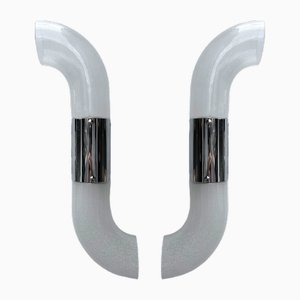 Italienische Metall Wandleuchten aus Muranoglas von Mazzega, 1970er, 2er Set