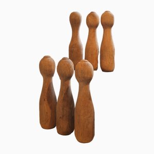 Birilli in legno, anni '30, set di 6