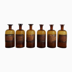 Bocaux d'Apothicaire Vintage en Verre, France, 1920s, Set de 6