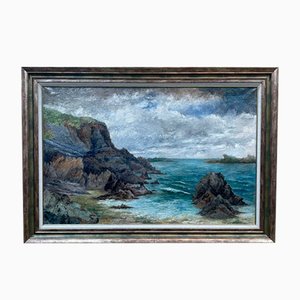 L Horna, Frente a la playa en las Côtes d'Armor, años 20, óleo sobre lienzo, enmarcado