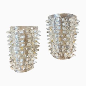Mid-Century Modern Rostrato Murano Glass Wall Sconces, 1980s, Set of 2