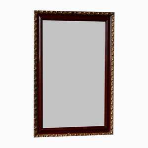 French Mirror with Burgundy and Gold Frame