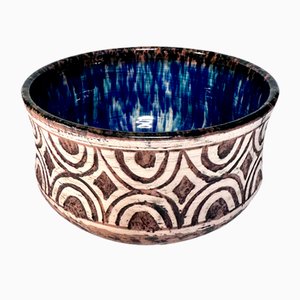Scandinavian Modern Studio Ceramic Art Bowl by Agge Ahlin for Visby Keramik, Sweden, 1960s
