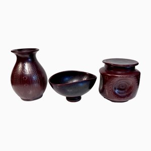 Studio Keramik Vase von Wilhelm Kagel, 1950er, 3er Set
