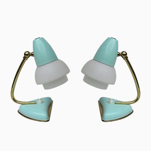 Italian Mint Green Table Lamps, 1950s, Set of 2