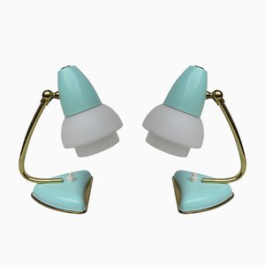 Lampes de Bureau Vert Menthe, Italie, 1950s, Set de 2