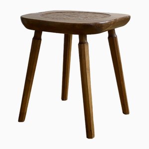 Brutalistischer französischer Moderner Hocker oder Beistelltisch, 1950er