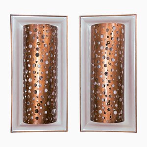 Large Copper and Grey Metal Wall Lights, 1950s, Set of 2