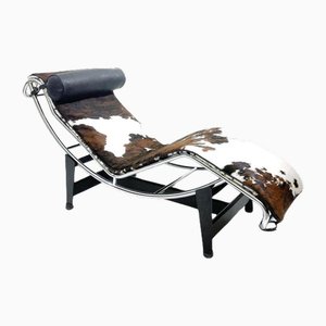 Lounge Chair LC4 Black Leather attributed to Le Corbusier for Cassina, Italy