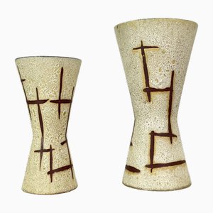 WGP Bamboo Ceramic Fat Lava Vases attributed to Scheurich, Germany, 1970s, Set of 2