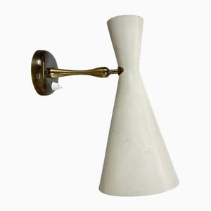 Brass and Metal Diabolo Theatre Wall Light by Gio Ponti in the style of Stilnovo, Italy, 1950s