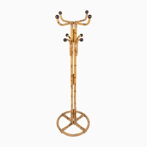 Mid-Century Bamboo and Rattan Standing Coat Rack, Italy, 1960s