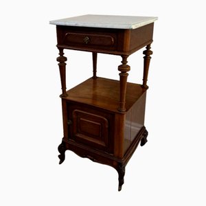 Antique Victorian Mahogany Marble Top Bedside Cabinet, 1860