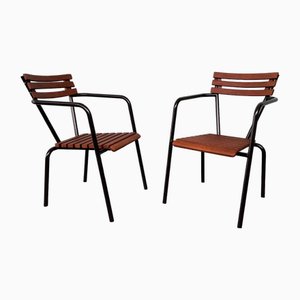Italienische Vintage Bar Bistro Stühle aus Metall & Holz, 1950er, 2er Set