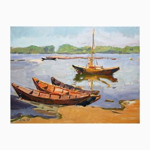 German Dontsov, Boats, 1958, Oil on Board
