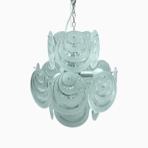 Lampe à Suspension Mid-Century en Verre Acrylique et Chrome, Italie, 1960s