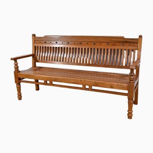 Mid 20. Jahrhundert Varangue Bank aus Teak im Kolonialstil, 1950er