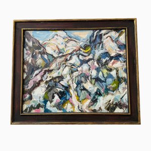 Klemens Großimlinghaus, Composition, 1980s, Large Oil Painting, Framed
