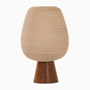 Lámpara de mesa de wengué y vidrio satinado de Philips, años 60
