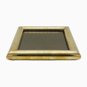 Square Brass and Mirror Pocket Emptyer, Italy, 1970s