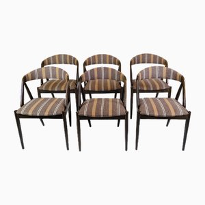 Sillas de comedor modelo 31 de madera oscura de Schou Andersen Møbelfabrik, años 60. Juego de 6