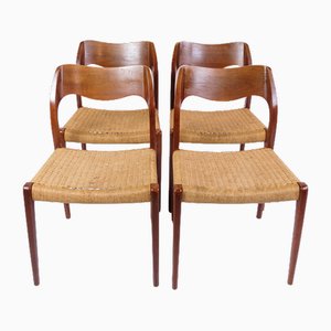 Sillas de comedor modelo 71 de teca de Niels O. Møller, años 60. Juego de 4