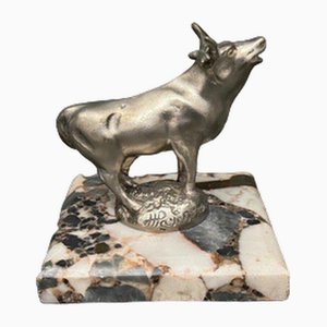 Mascot Cow en bronce plateado de H. Payen