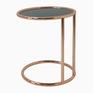 Runder Bauhaus Beistelltisch aus Chrom & Glas, 1980er