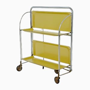 Mid-Century Folding Yellow Tea Trolley, 1960s