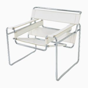 Poltrona Wassily B3 Mid-Century bianca di Marcel Breuer per Gavina, anni '80