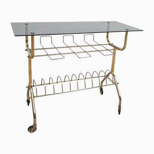 Vinyl Furniture Trolley with Wheels and Smoked Glass, 1970