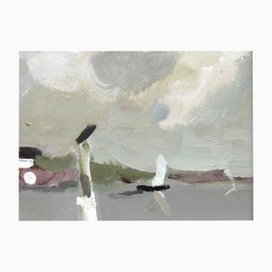 Victor Karnauh, Landscape with a Sailboat, Oil on Cardboard, 1990s