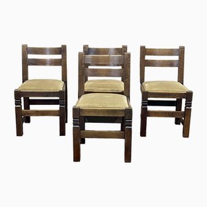 Brutalistische Stühle aus Eiche, 1950er, 4er Set