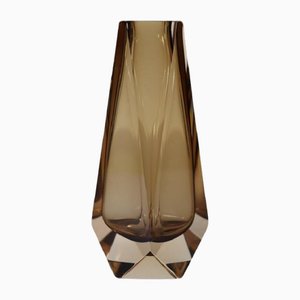 Murano Art Glass Smoked Amber Vase by Alessandro Mandruzzato, 1960s