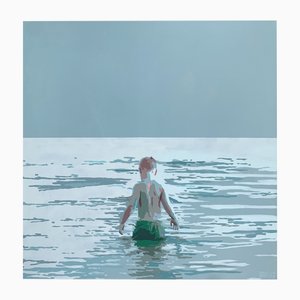 Joanna Woyda, La playa: en el agua, 2024, Acrílico sobre lienzo