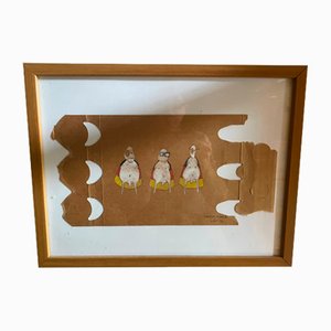 Bettina Gladisch, Figurative Caricatures: World Champions I to IV, 2006, Mixed Media on Paper, Framed, Set of 4