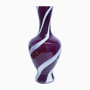 Large Striped Encased Glass Vase, 1960s