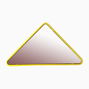 Vintage Italian Triangular Wall Mirror with Yellow Painted Metal Frame by CMP-Padova, 1980s
