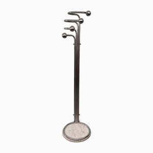 Vintage Italian Coat Hanger in Chromed Steel and Marble Base, 1970s