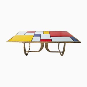 Mesa de comedor con tablero de cristal de Murano, años 80