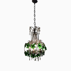 Grüne Murano Blumen Hängelampe, 1950er